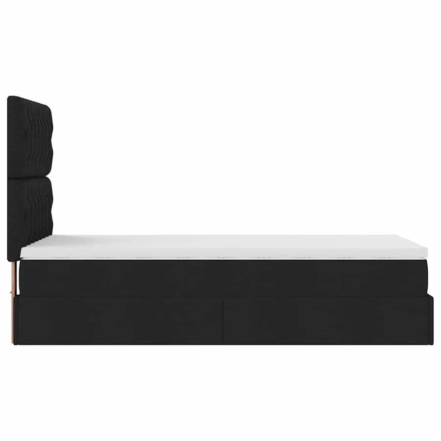 Lit ottoman avec matelas et LED noir 80x200cm tissu - 11