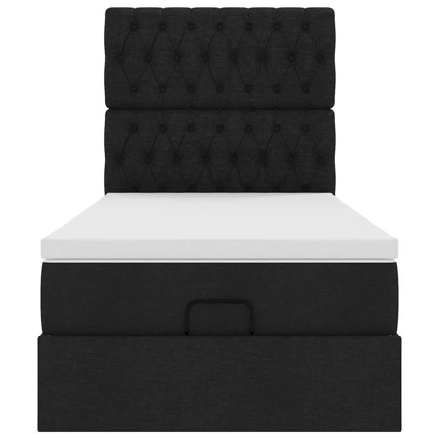 Lit ottoman avec matelas et LED noir 80x200cm tissu - 8