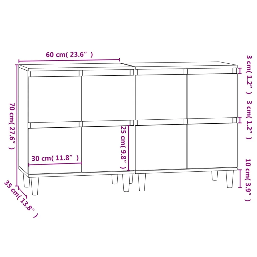 Buffets 2 pcs sonoma gris 60x35x70 cm bois d'ingénierie - 11