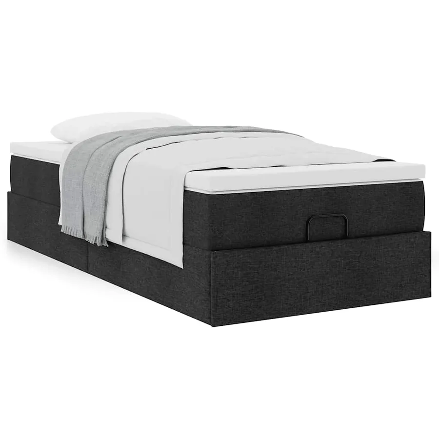 Cadre de lit ottoman avec matelas noir 80x200 cm tissu - 4