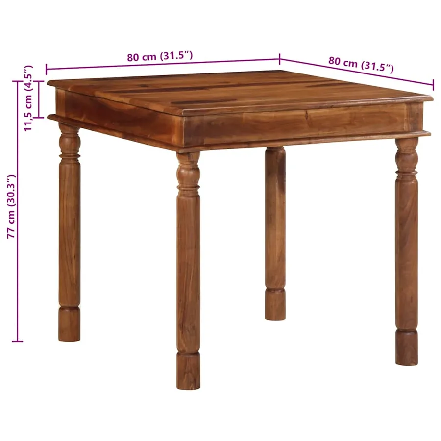 Table à manger 80x80x77 cm bois d'acacia solide - 10