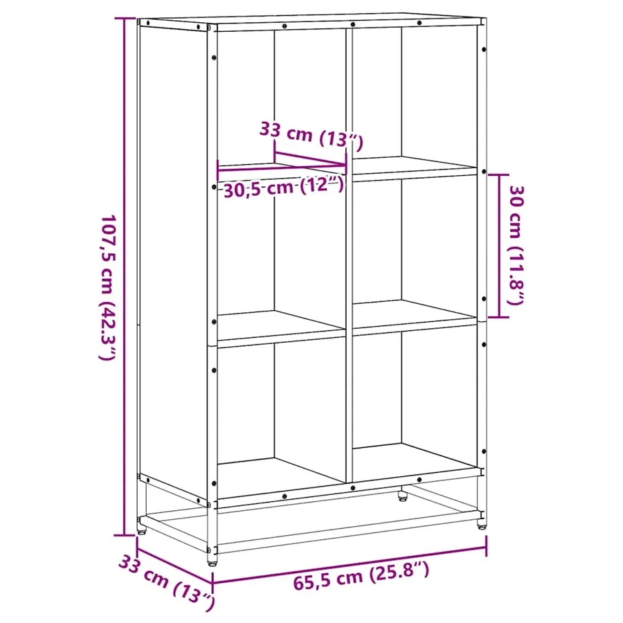 Bibliothèque chêne sonoma 65,5x33x107,5 cm bois d'ingénierie - 9
