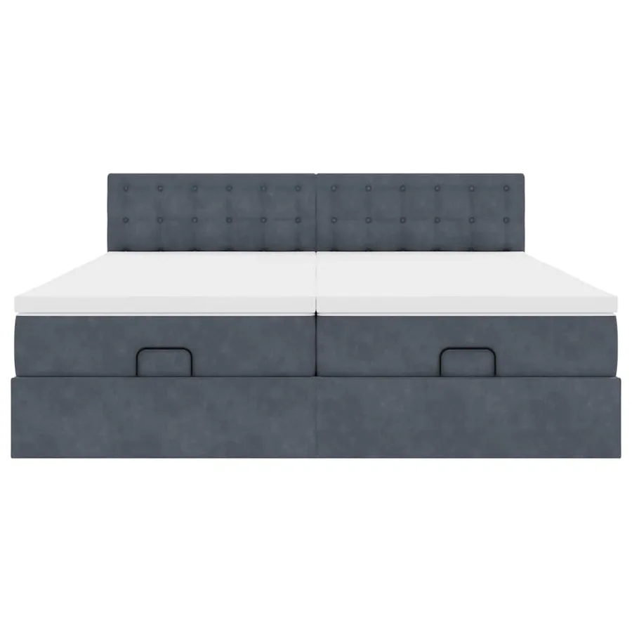 Cadre de lit ottoman avec matelas gris foncé 180x200cm velours - 8