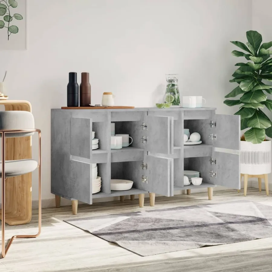 Buffets 2 pcs gris béton 60x35x70 cm bois d'ingénierie - 3