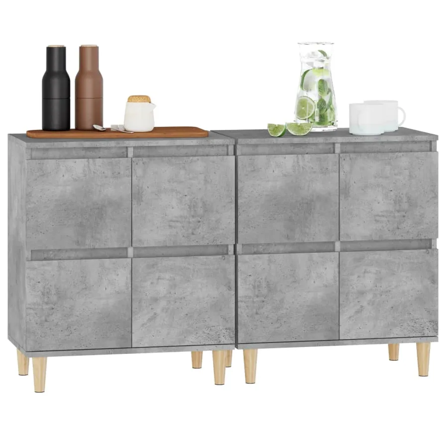 Buffets 2 pcs gris béton 60x35x70 cm bois d'ingénierie - 4