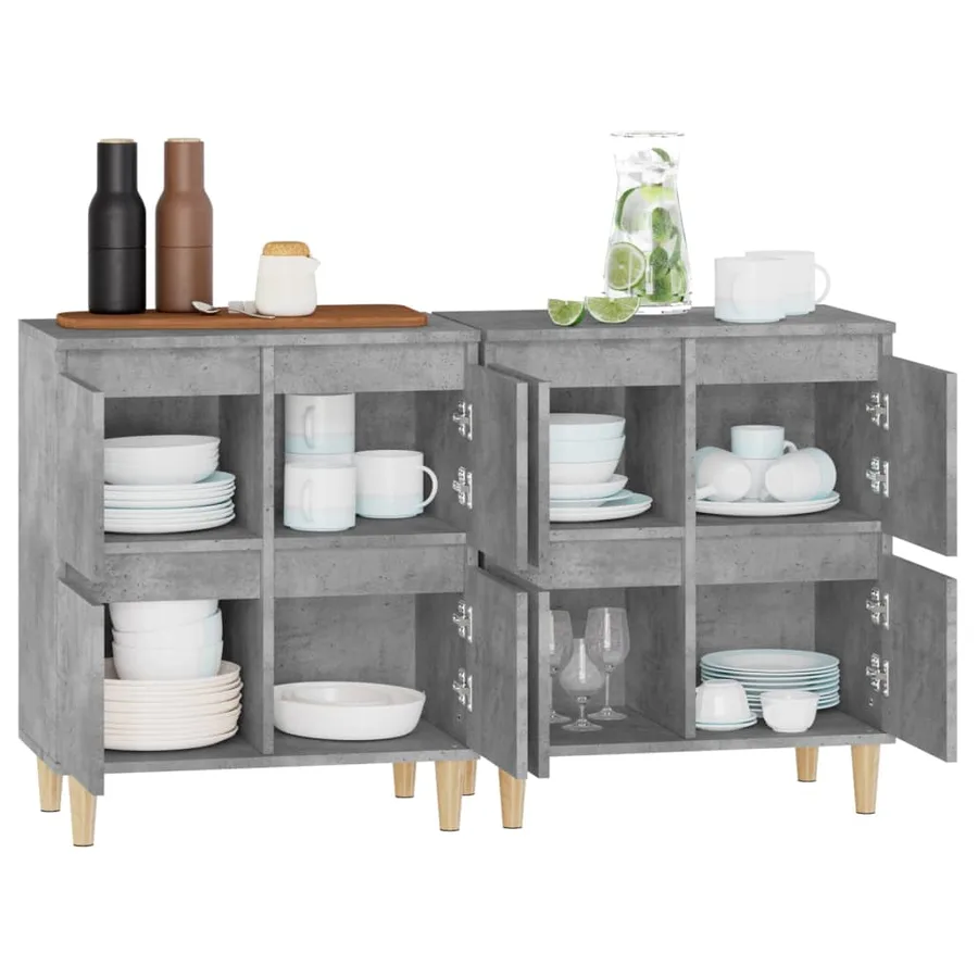 Buffets 2 pcs gris béton 60x35x70 cm bois d'ingénierie - 5