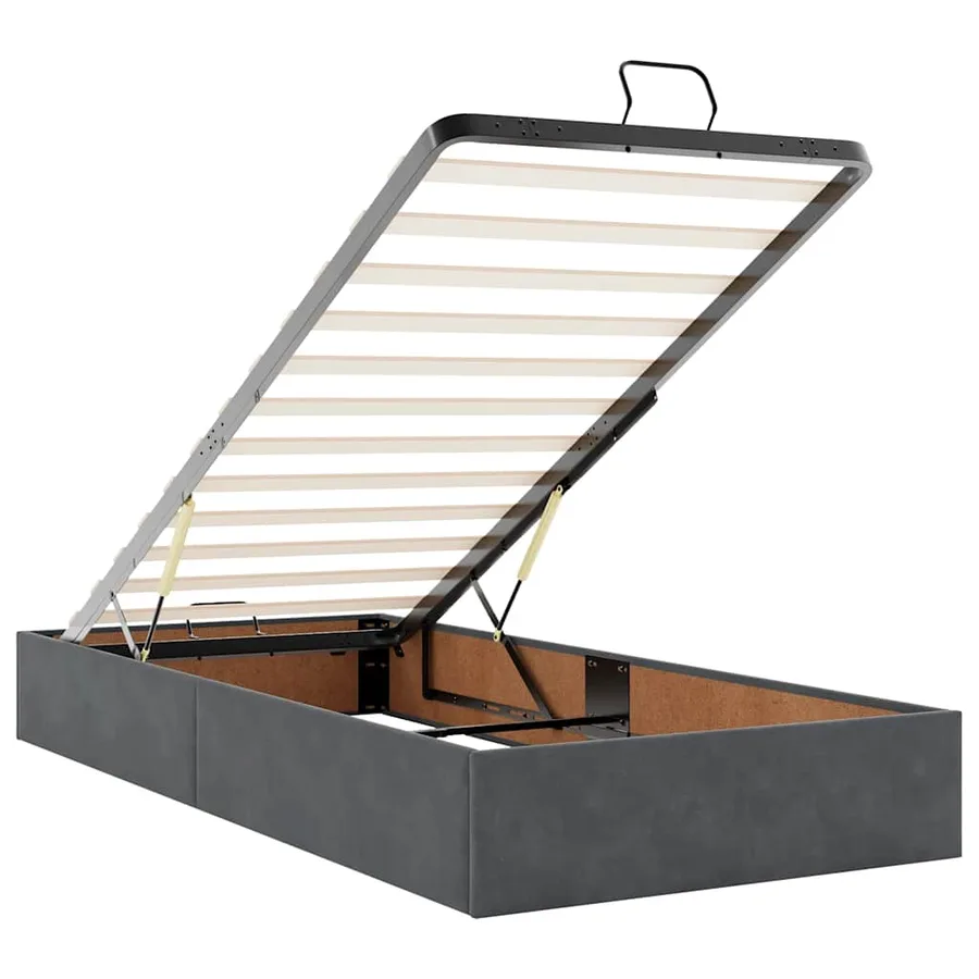 Cadre de lit ottoman avec matelas gris foncé 180x200cm velours - 10