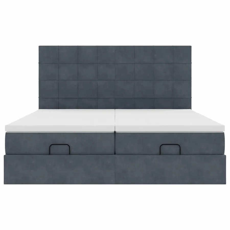 Cadre de lit ottoman avec matelas gris foncé 180x200cm velours - 7