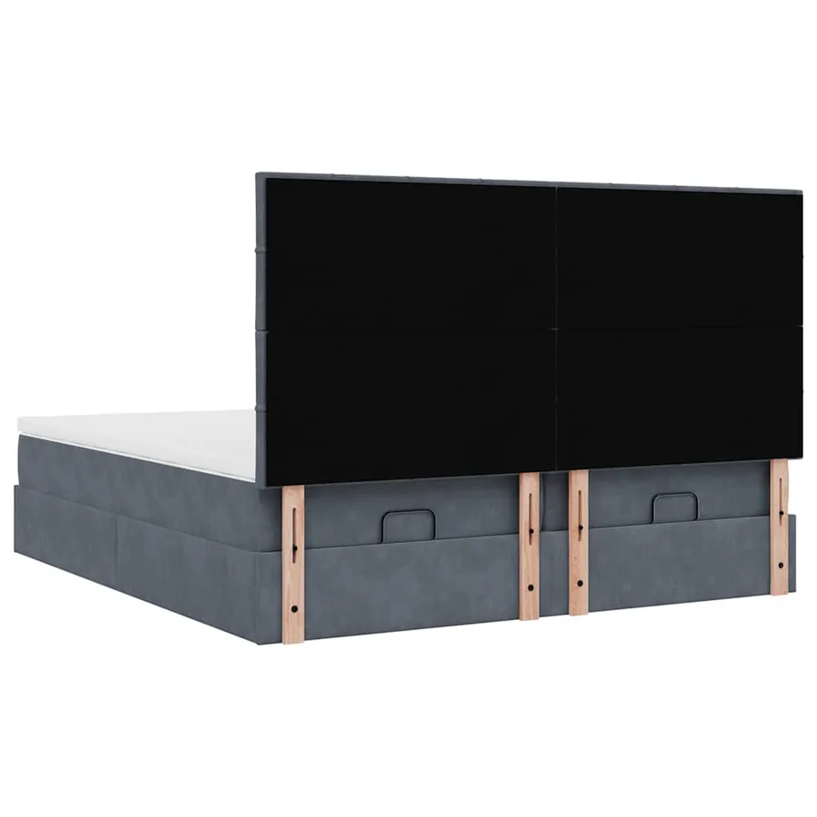 Cadre de lit ottoman avec matelas gris foncé 180x200cm velours - 9