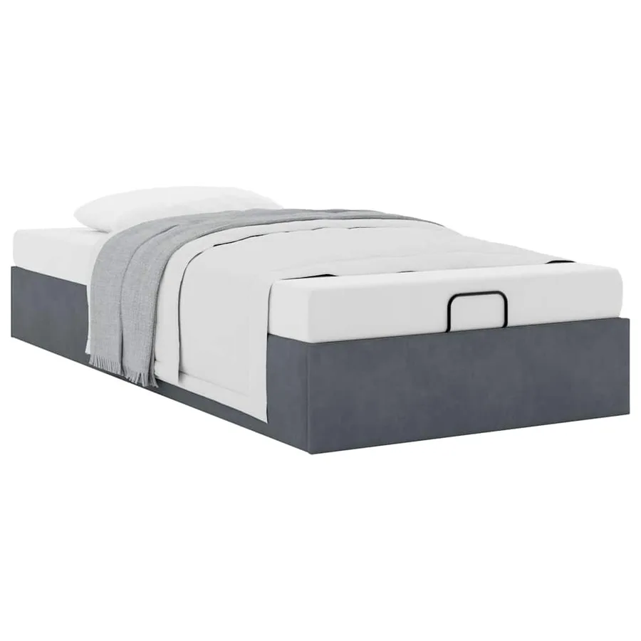 Cadre de lit ottoman sans matelas gris foncé 90x200 cm velours - 5