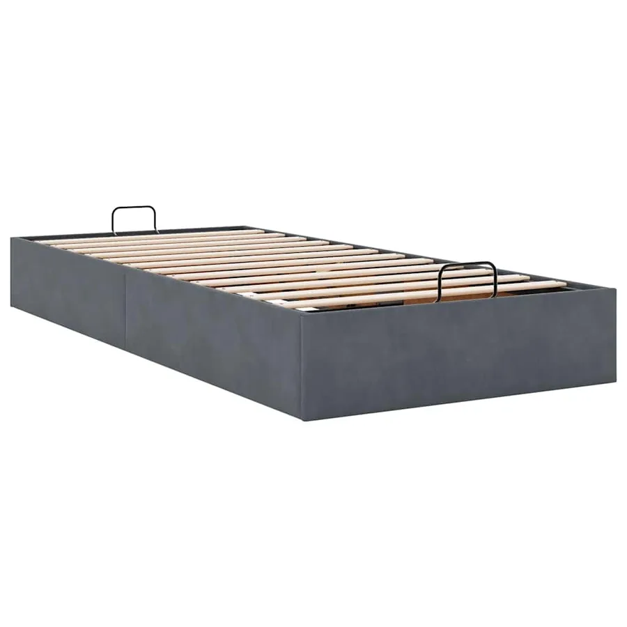 Cadre de lit ottoman sans matelas gris foncé 90x200 cm velours - 6