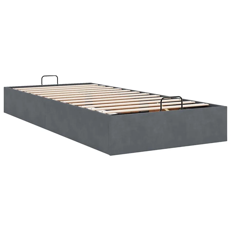 Cadre de lit ottoman sans matelas gris foncé 90x200 cm velours - 9