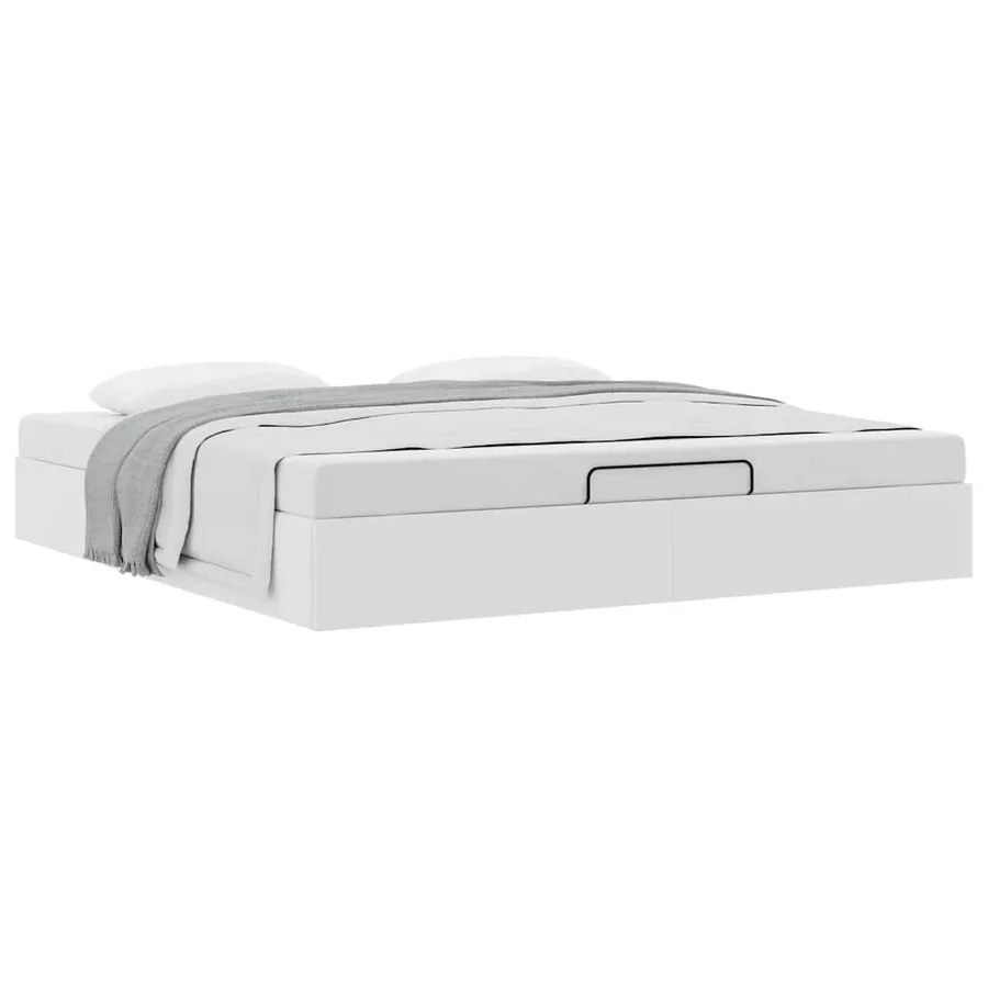 Cadre de lit ottoman sans matelas blanc 180x200 cm similicuir - 5