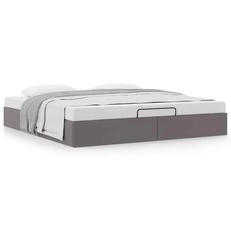 Cadre de lit ottoman sans matelas gris 180x200 cm similicuir - 4