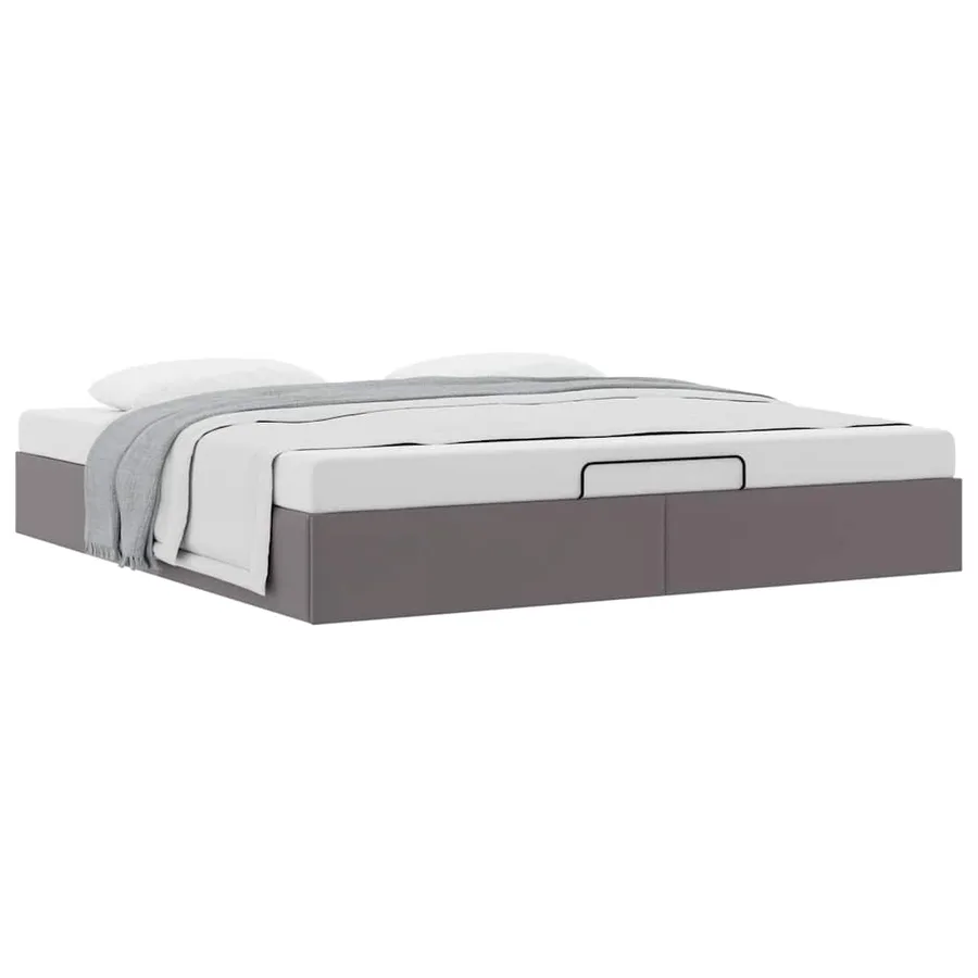 Cadre de lit ottoman sans matelas gris 180x200 cm similicuir - 5