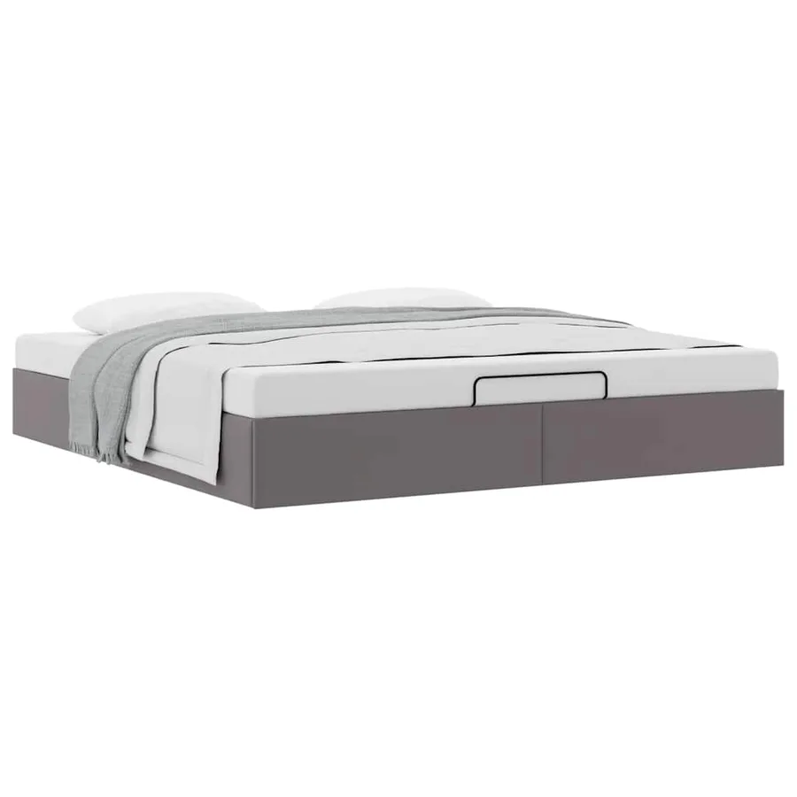 Cadre de lit ottoman sans matelas gris 200x200 cm similicuir - 5