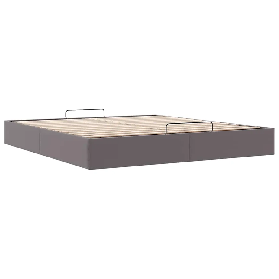 Cadre de lit ottoman sans matelas gris 200x200 cm similicuir - 6