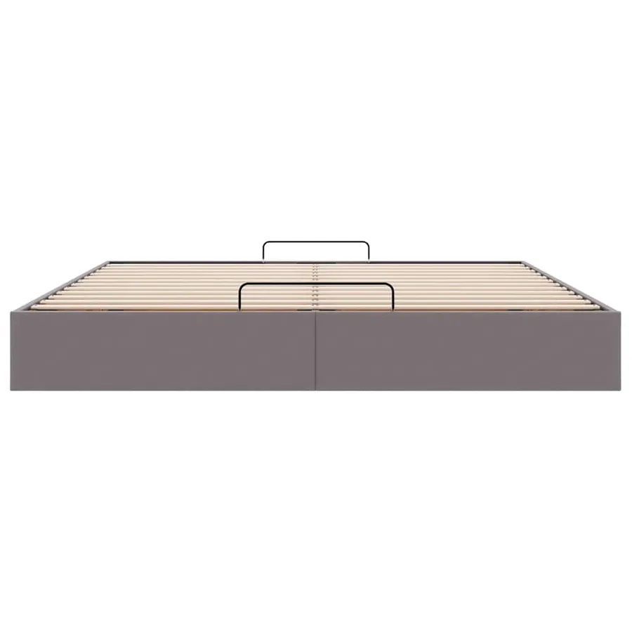Cadre de lit ottoman sans matelas gris 200x200 cm similicuir - 7