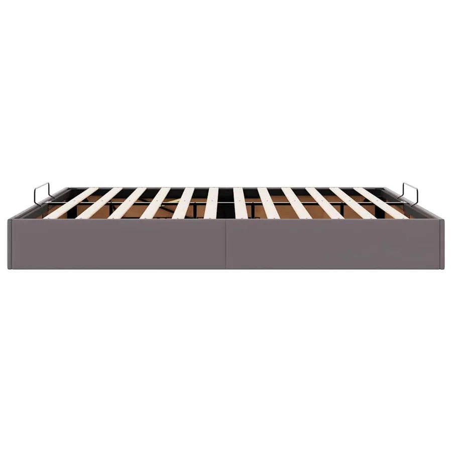 Cadre de lit ottoman sans matelas gris 200x200 cm similicuir - 8