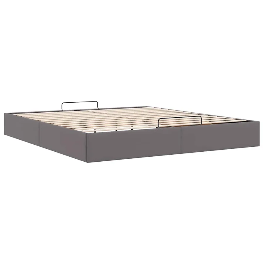 Cadre de lit ottoman sans matelas gris 200x200 cm similicuir - 9