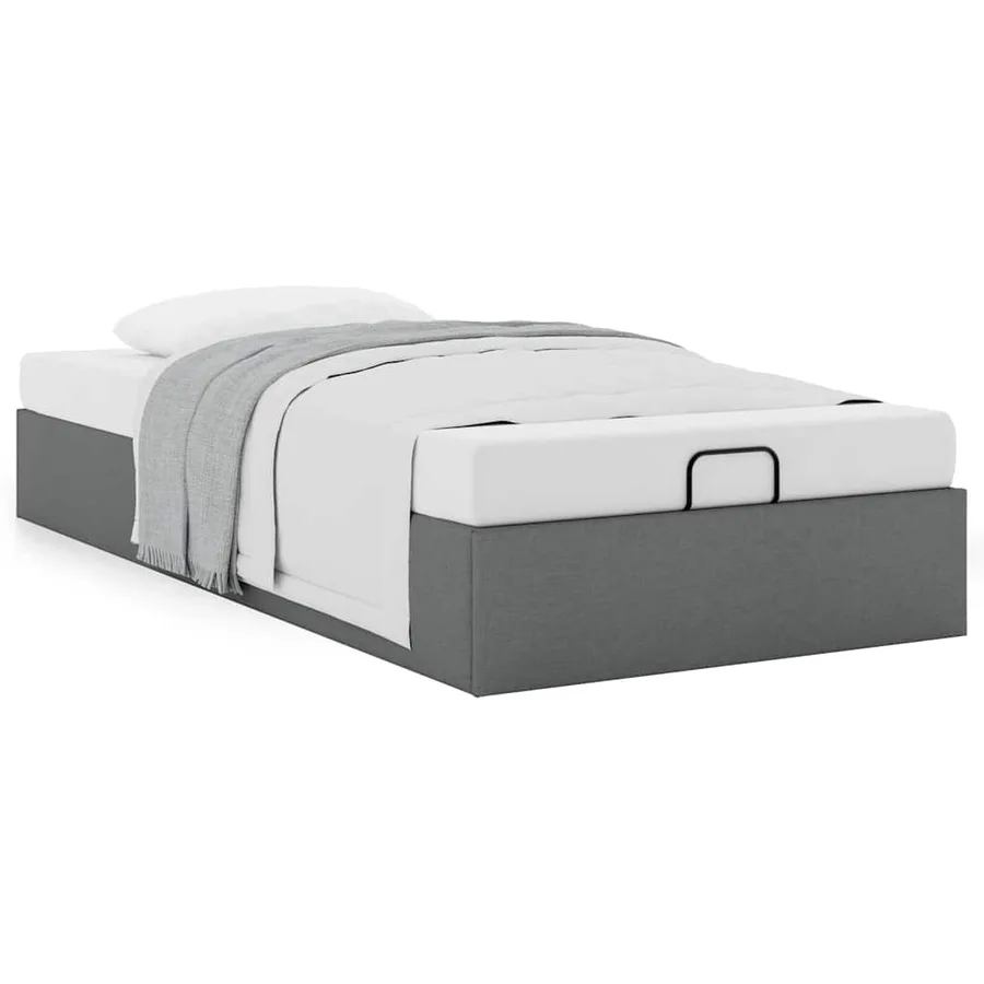 Cadre de lit ottoman sans matelas gris foncé 80x200 cm tissu - 4