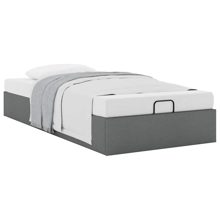 Cadre de lit ottoman sans matelas gris foncé 80x200 cm tissu - 5