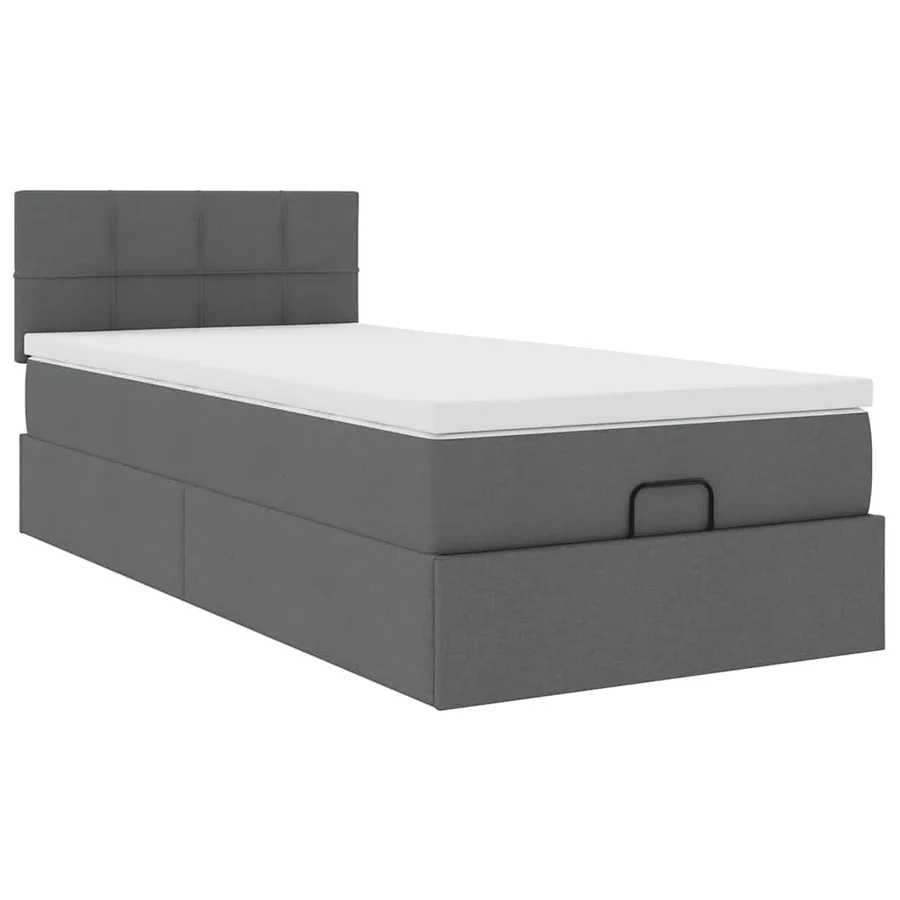 Lit ottoman avec matelas et LED Gris foncé 80x200cm tissu - 7