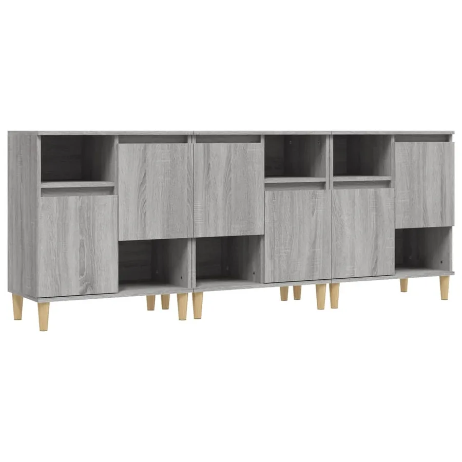 Buffets 3 pcs sonoma gris 60x35x70 cm bois d'ingénierie - 2
