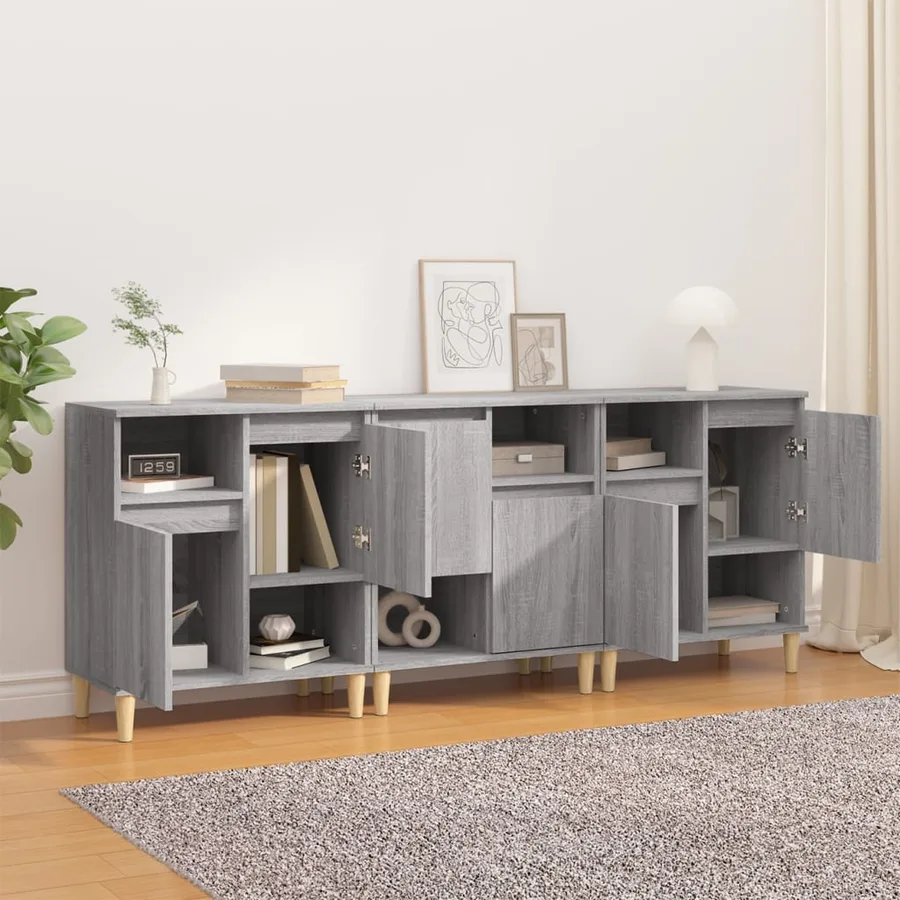 Buffets 3 pcs sonoma gris 60x35x70 cm bois d'ingénierie - 3