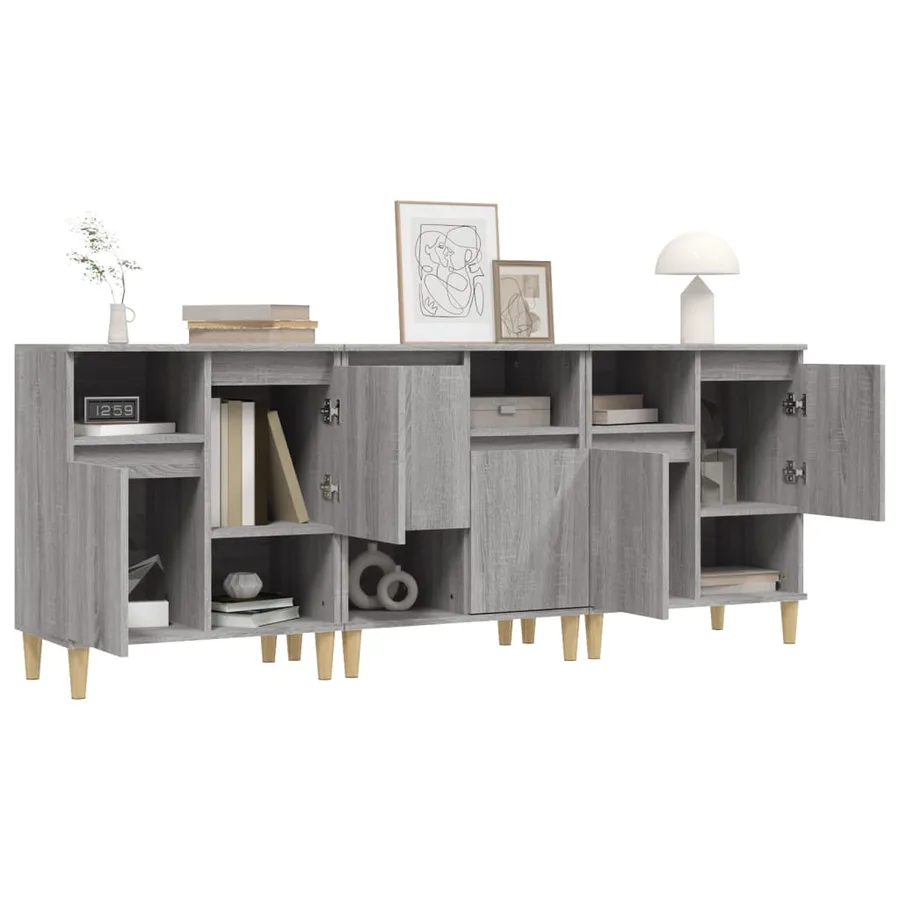 Buffets 3 pcs sonoma gris 60x35x70 cm bois d'ingénierie - 4
