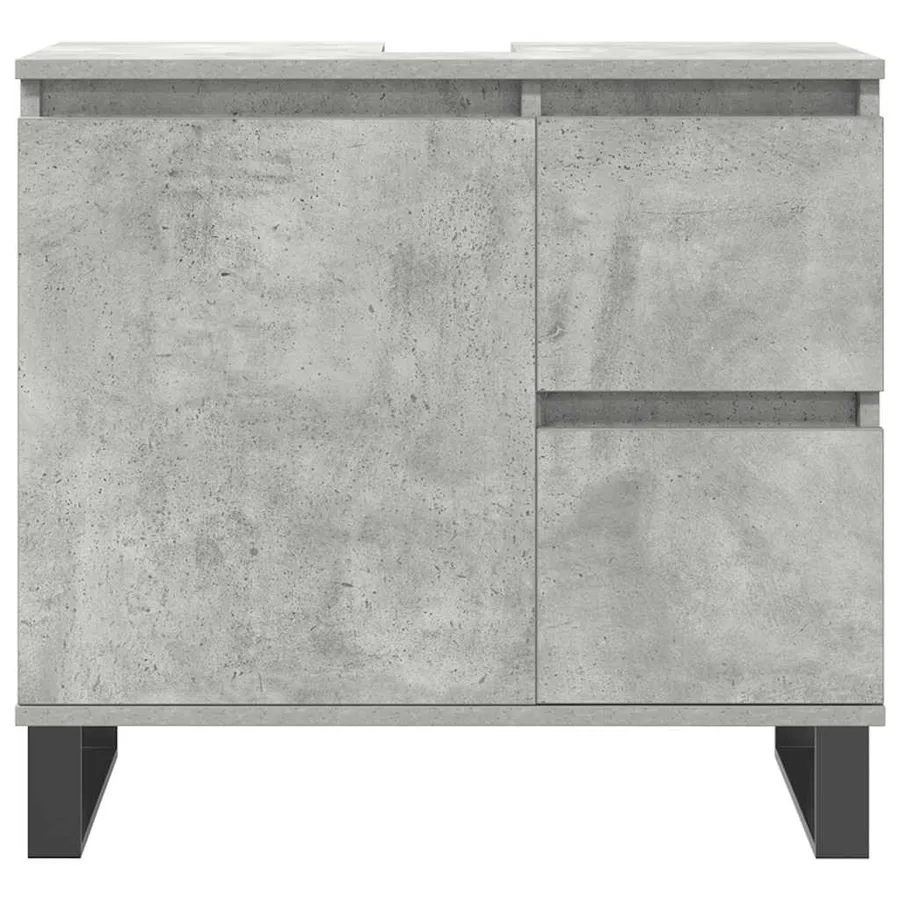 Ensemble de meubles de salle de bain 3 pcs gris béton - 9