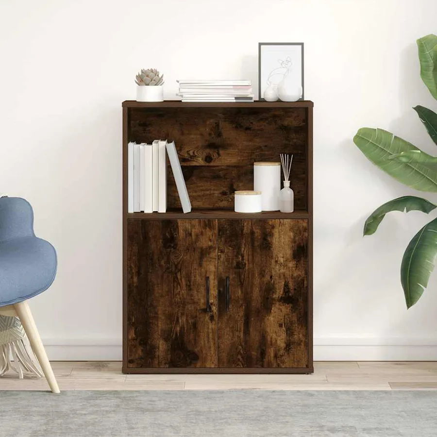 Bibliothèque chêne fumé 60x24x85 cm bois d'ingénierie - 3