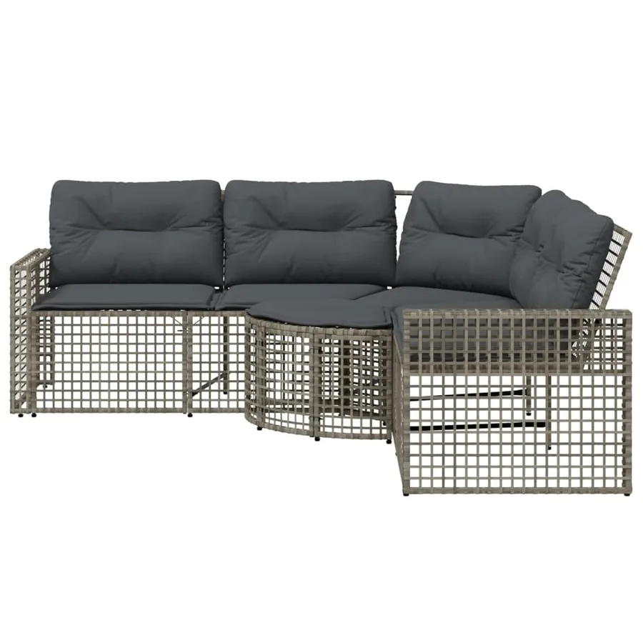 Canapé de jardin et coussins et repose-pied en forme de L rotin - 3