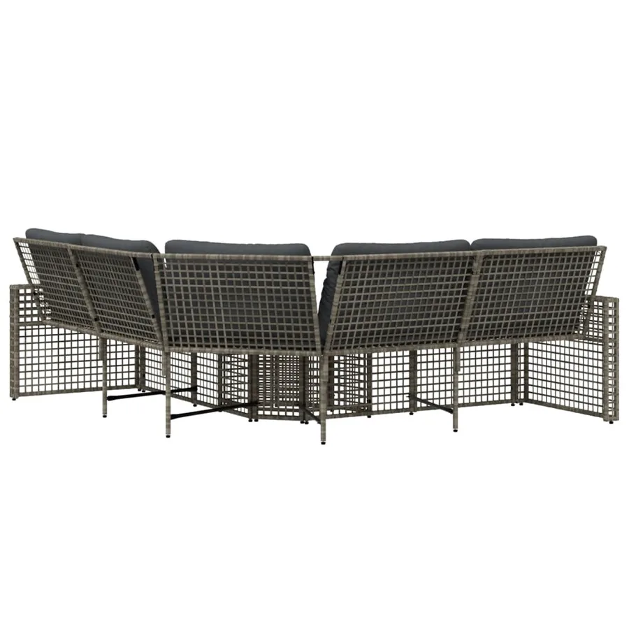 Canapé de jardin et coussins et repose-pied en forme de L rotin - 4