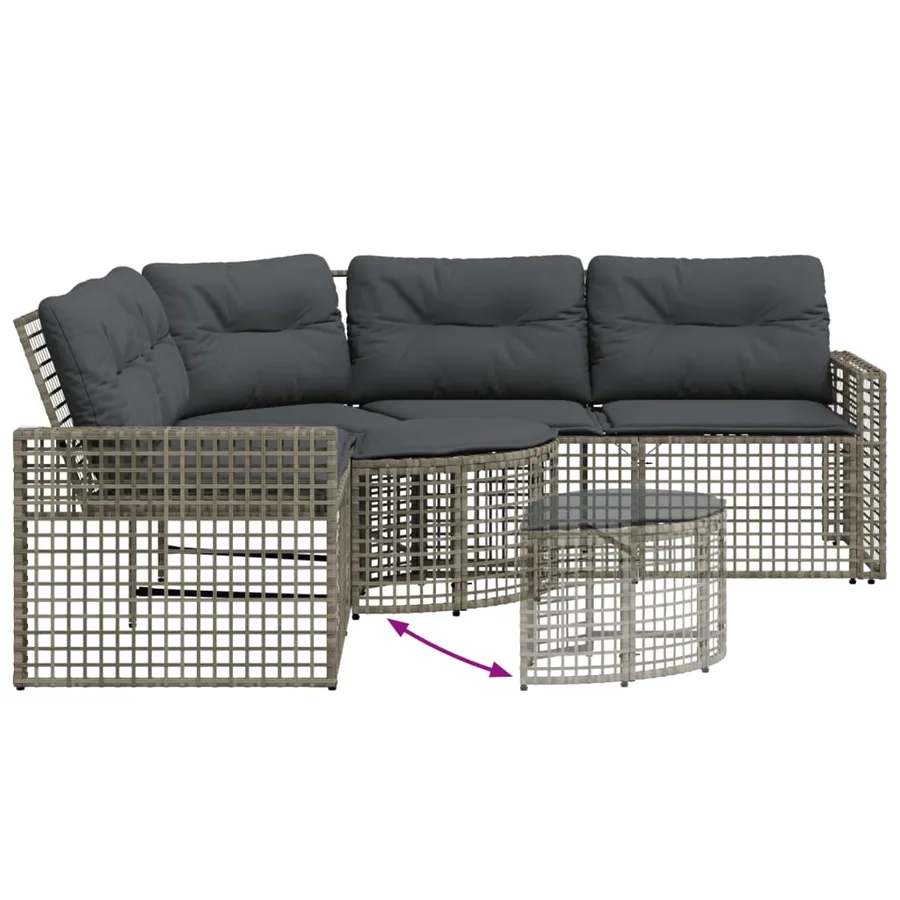 Canapé de jardin et coussins et repose-pied en forme de L rotin - 5