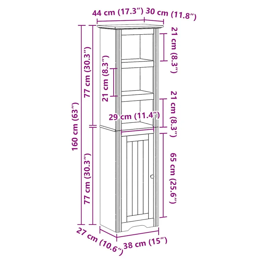 Armoire de salle de bain BODO blanc 44x30x160 cm - 8