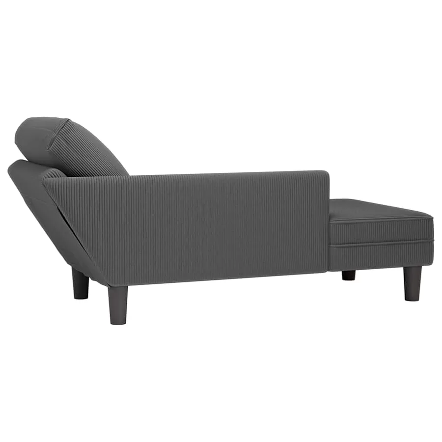 Chaise longue avec coussin gris foncé tissu en velours côtelé - 6