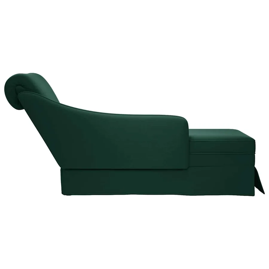 Fauteuil long et traversin accoudoir droit vert foncé velours - 5