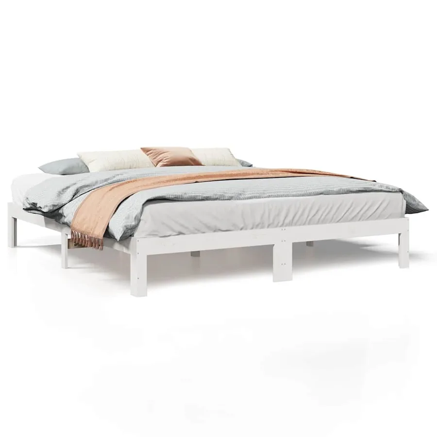 Cadre de lit sans matelas blanc 180x200 cm bois massif de pin - 2