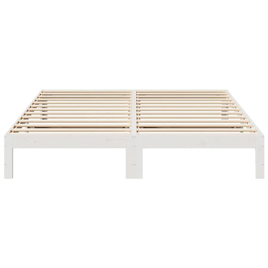 Cadre de lit sans matelas blanc 180x200 cm bois massif de pin - 5