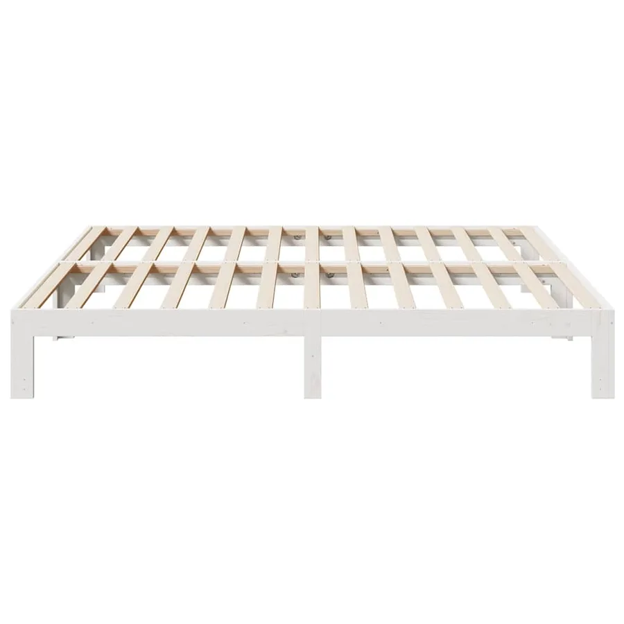Cadre de lit sans matelas blanc 180x200 cm bois massif de pin - 6