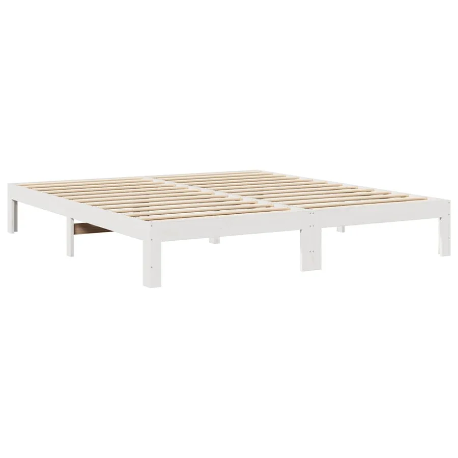 Cadre de lit sans matelas blanc 180x200 cm bois massif de pin - 7