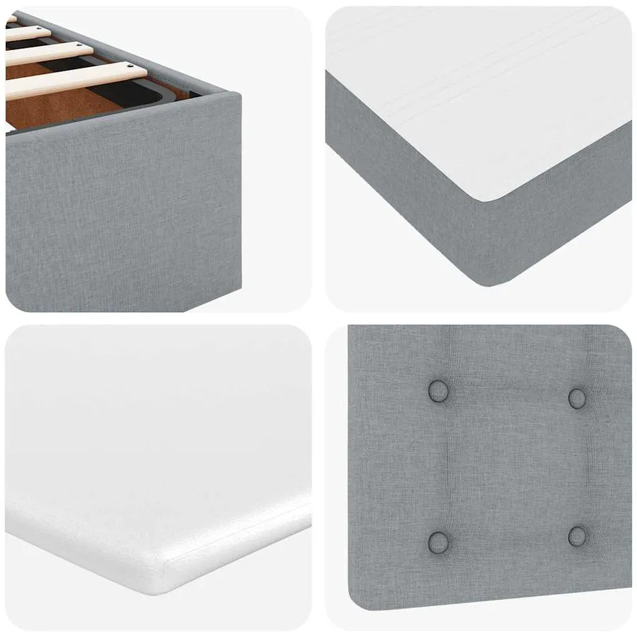 Cadre de lit ottoman avec matelas gris clair 80x200 cm tissu - 13