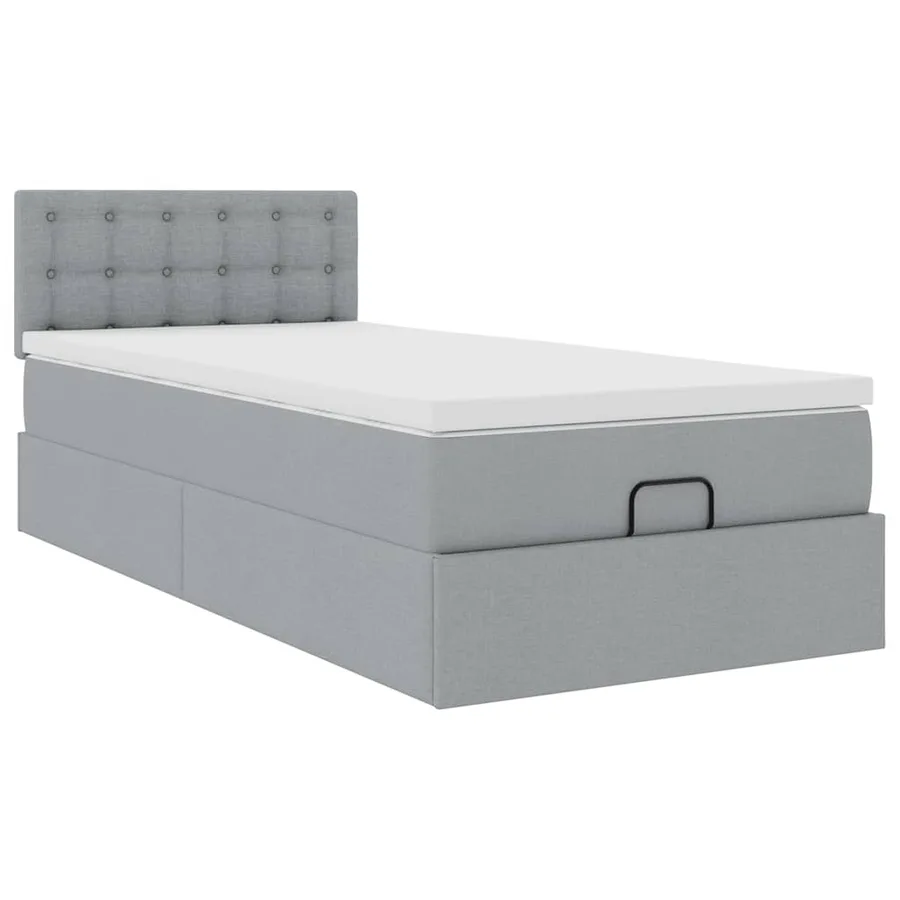 Cadre de lit ottoman avec matelas gris clair 80x200 cm tissu - 6