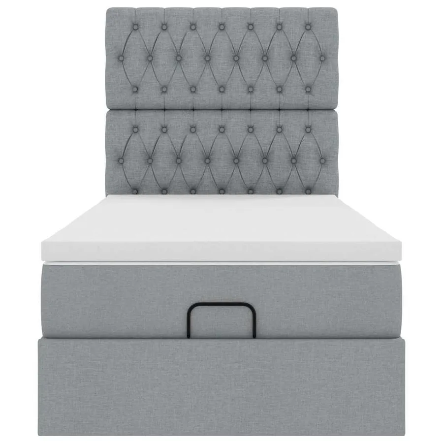 Lit ottoman avec matelas et LED Gris clair 80x200cm tissu - 8
