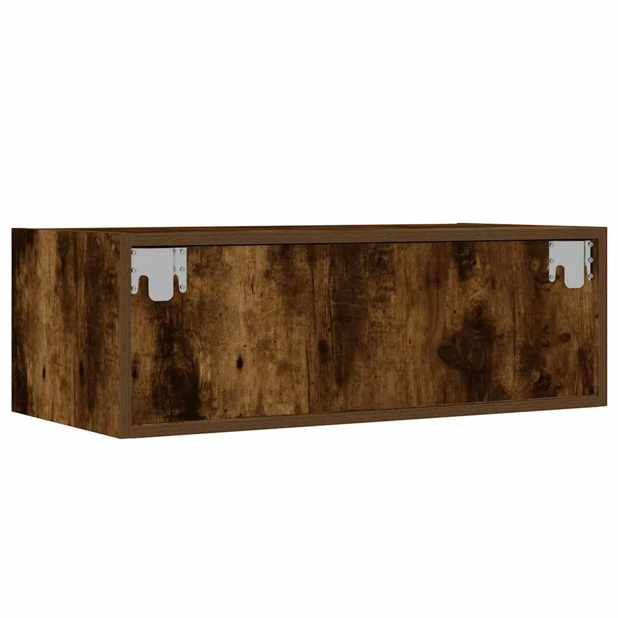 Meuble TV avec lumières LED chêne fumé 75x35,5x25 cm - 9