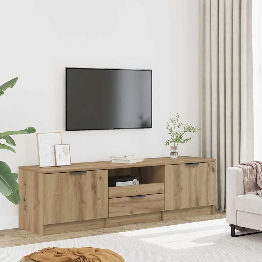 Meuble TV Chêne Artisan 140x35x40 cm Bois d'ingénierie