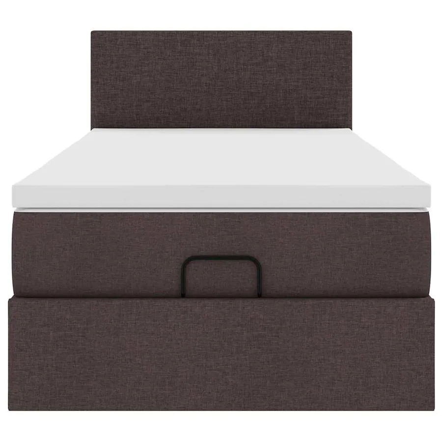 Cadre de lit ottoman avec matelas marron foncé 90x190 cm tissu - 7