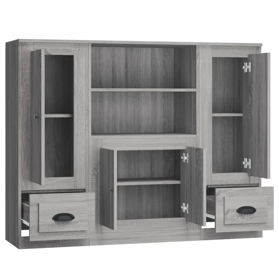 Buffets 3 pcs sonoma gris bois d'ingénierie - 6