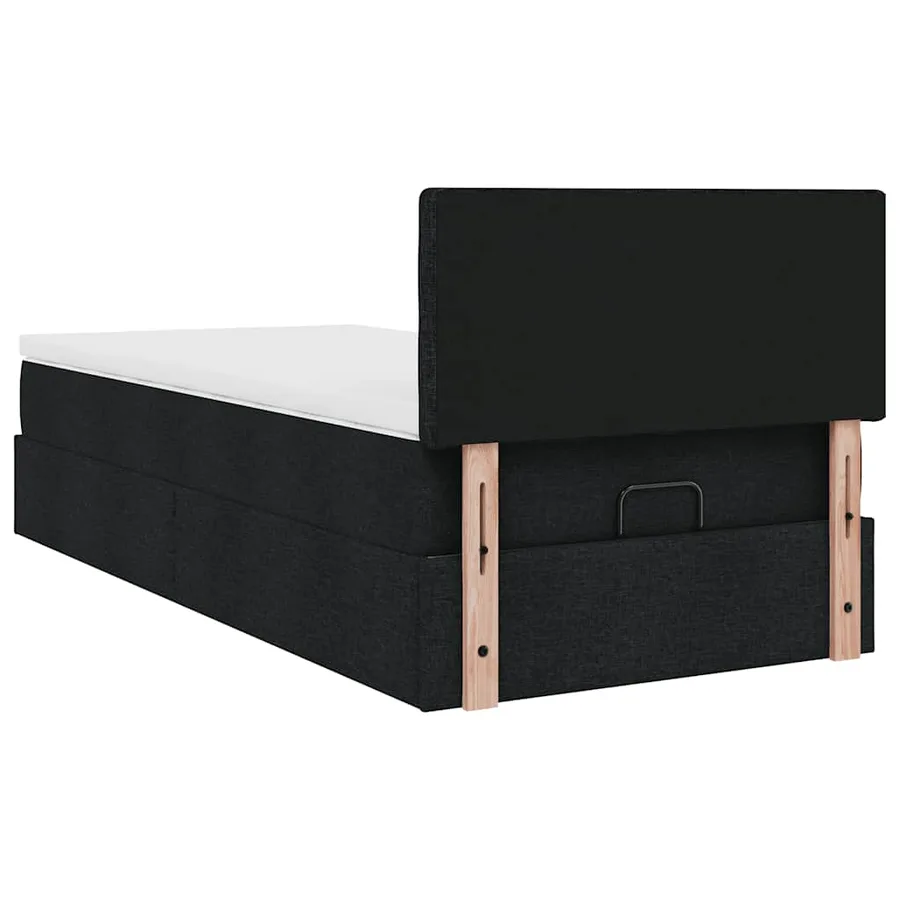 Cadre de lit ottoman avec matelas noir 90x190 cm tissu - 11